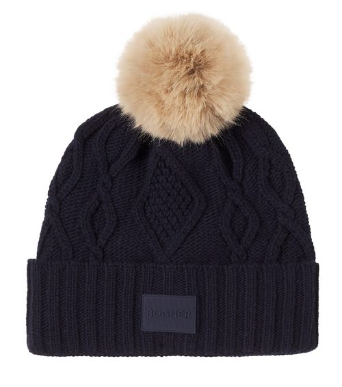 Finja cable-knit logo beanie