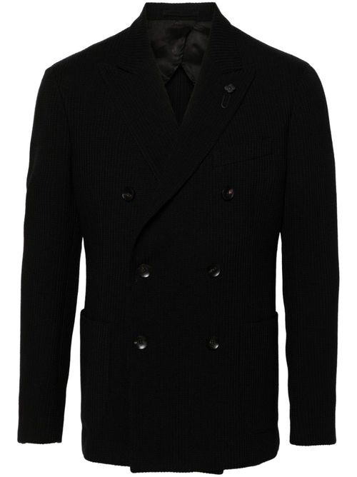 Brooch-detail blazer - Black