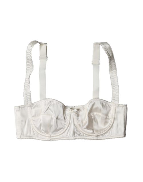 Silk Satin Underwire Bra — White