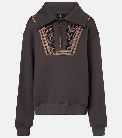Printed cotton half-zip sweatshirt