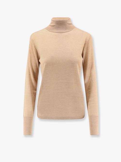Virgin Wool Turtleneck Sweater — Beige