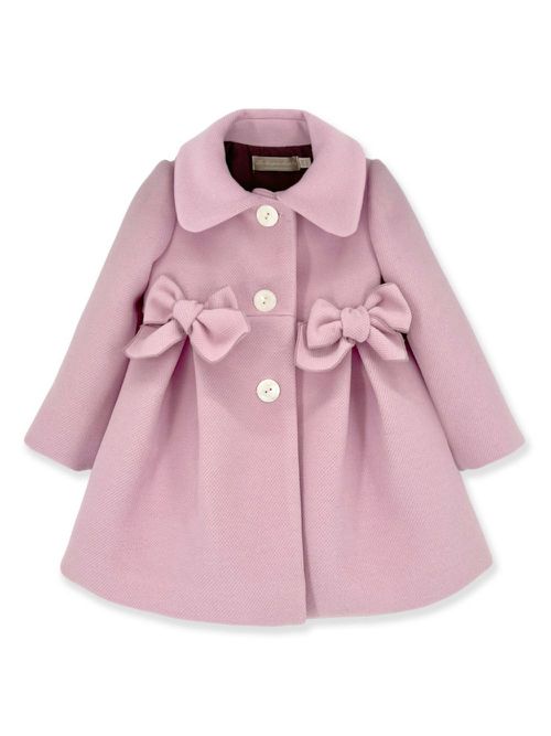 Bow-detail pleated coat - Pink