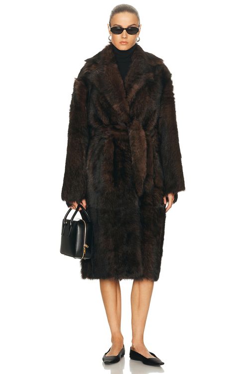 NOUR HAMMOUR Uma Coat in Brown Marble - Brown. L also in M, S