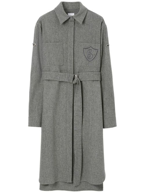 Logo-embroidered shirt dress - Grey