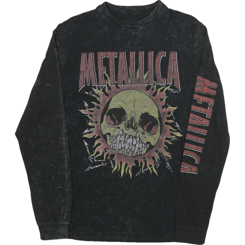 METALLICA Mens Black Graphic T-Shirt M Long Sleeve Crew Neck Band Merchandise