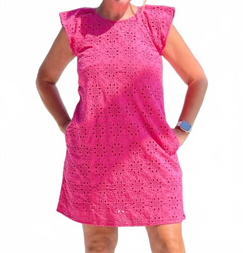 Kaia Mini Dress In Fandango Pink Eyelet