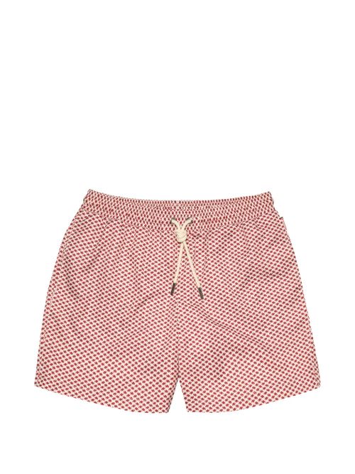 Boxer Patterned Swim Shorts — Red