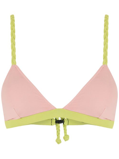 Contrast-trim triangle bikini top - Pink