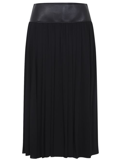 Jersey and Nappa Midi Skirt