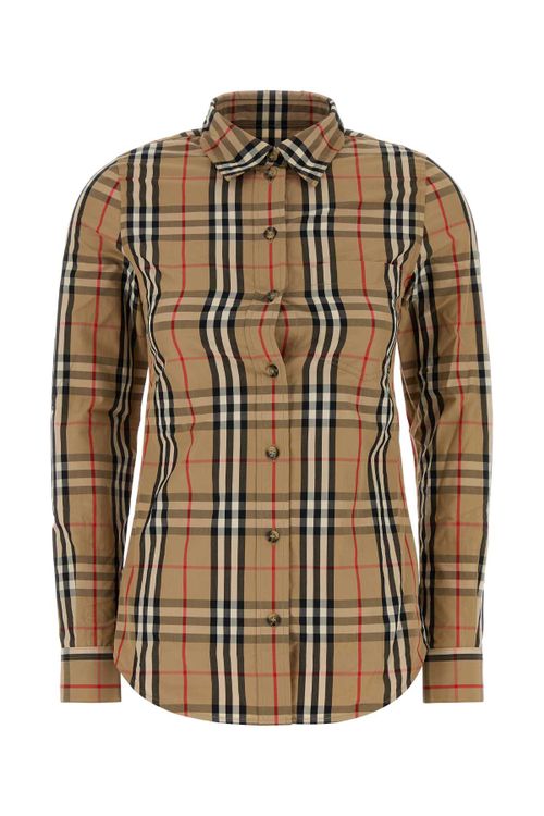 Checked Cotton Shirt — Beige