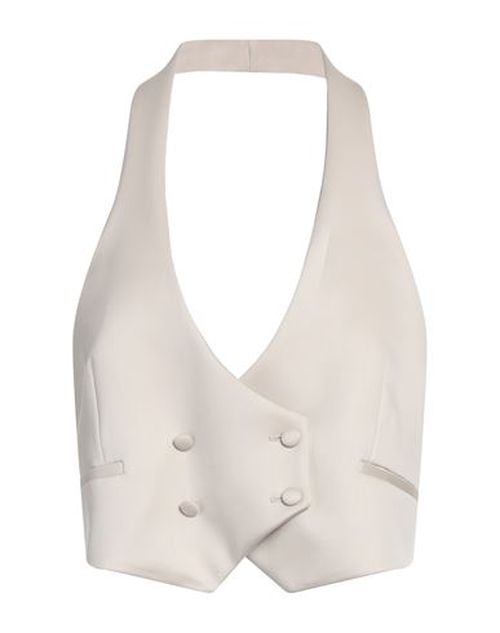 Jacob Lee Woman Tailored Vest Taupe Size 4 Virgin Wool, Polyamide, Elastane