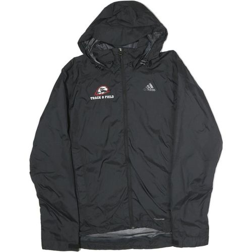 ADIDAS Mens Black Track & Field Jacket S Polyester Zip Hooded Plain Sportswear