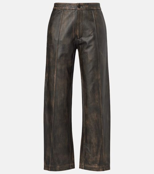 High-rise leather wide-leg pants