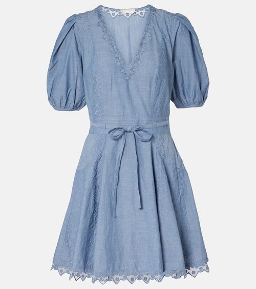 Camila lace-trimmed cotton minidress