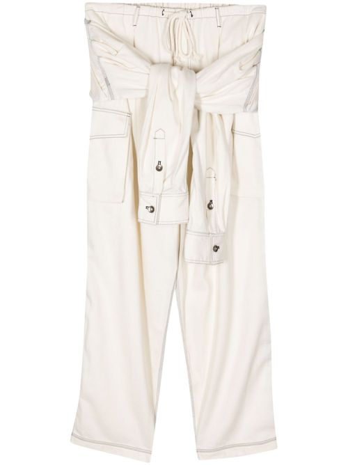 Tied-waist cargo trousers - White