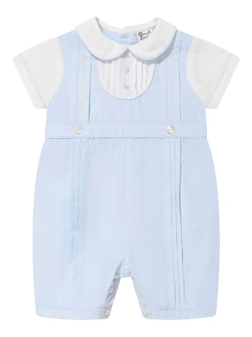 Sarah Louise short-sleeve collared romper - White