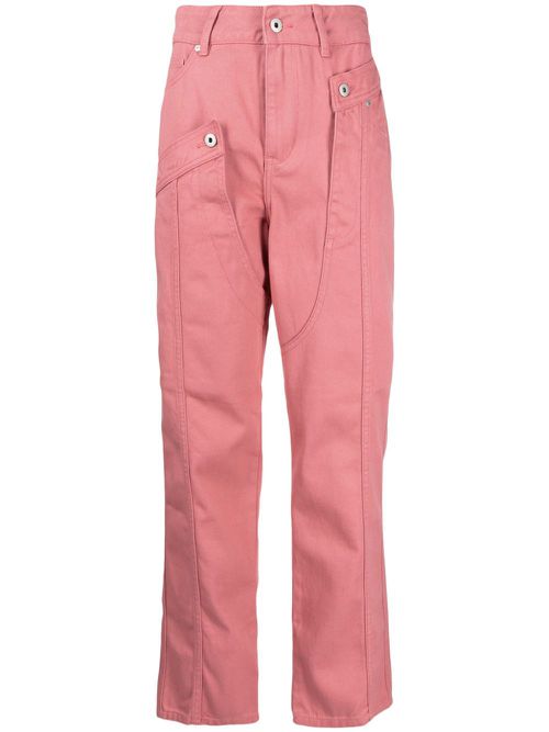 High-waist straight-leg jeans - Pink