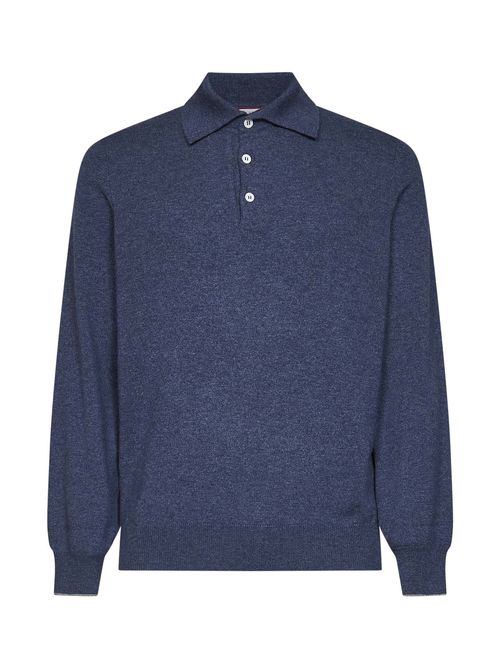 Cashmere Knit Polo — Blue