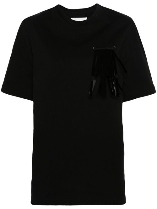 Fringed-brooch T-shirt - Black