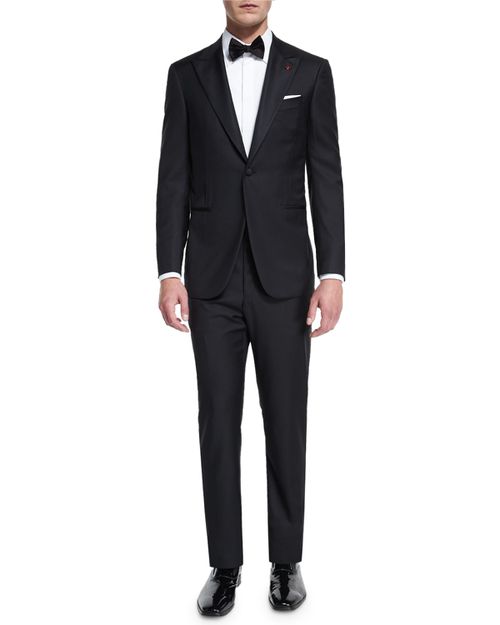 Satin Peak-Lapel One-Button Wool Tuxedo