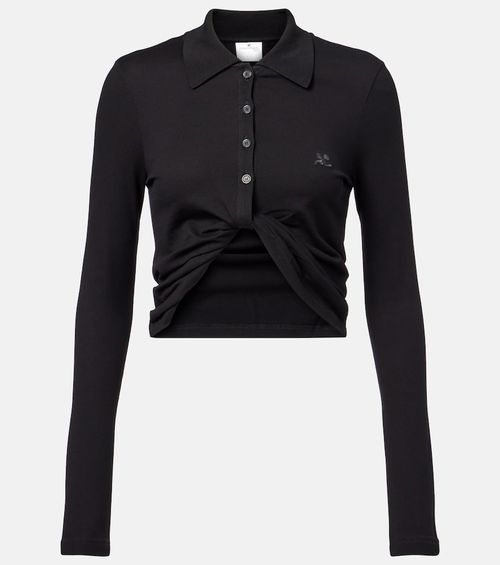 Courrèges Cropped cotton polo shirt