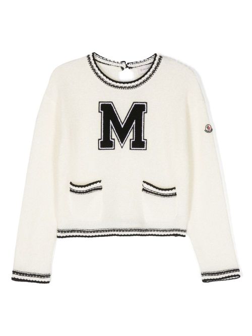 Logo-patch knitted jumper - White