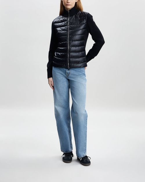 Moncler Cardigan Padded Wool Tricot Black