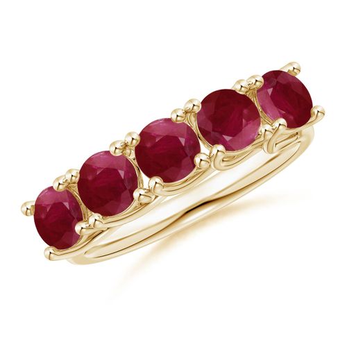 Angara 2.3 Carats Half Eternity Five Stone Ruby Wedding Band in 14K Yellow Gold