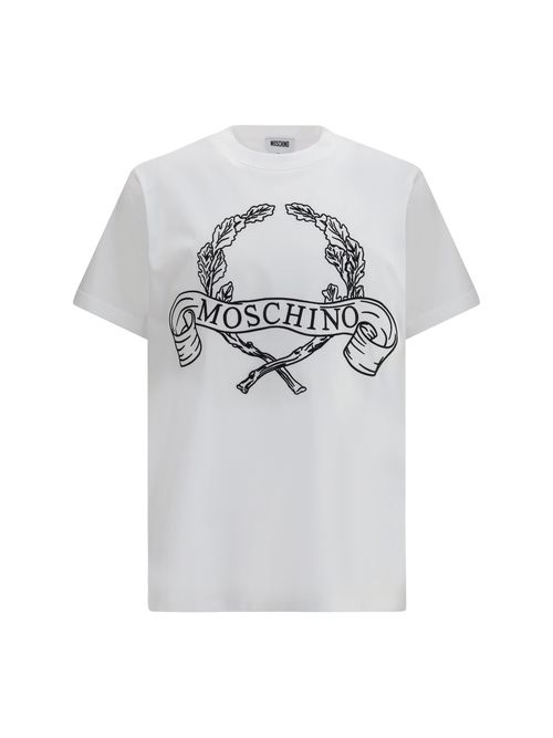 Laurel Crown Embroidered Logo T-Shirt — White