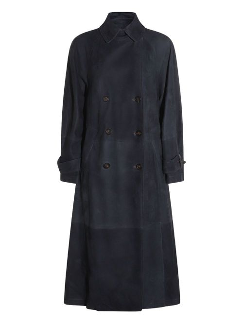 Suede trench coat - Blue