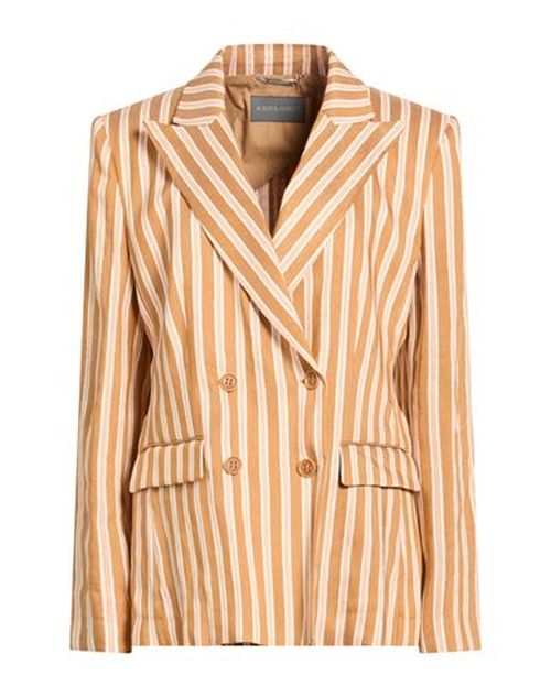 Woman Blazer Camel Size 10 Linen, Viscose