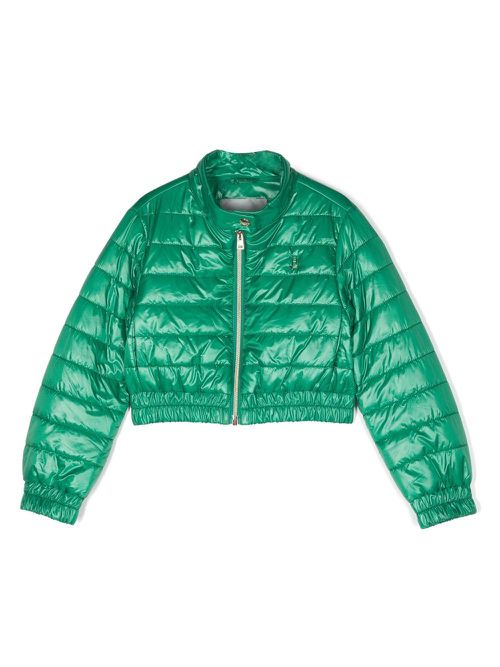 Metallic cropped padded jacket - Green