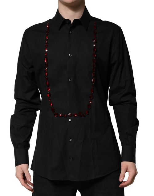 Crystal-Embellished Cotton Shirt — Black