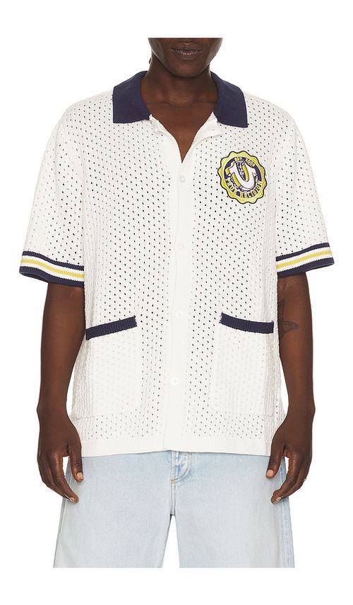 True Religion Horseshoe Crest Knit Shirt in White. M. Also in L, S, XL/1X