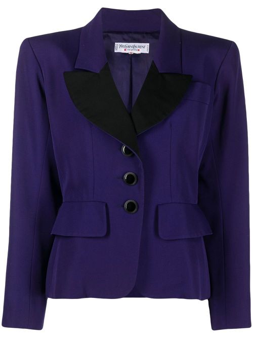 2000s peak-lapel single-breasted blazer - Purple