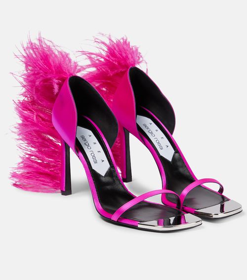 Area X Sergio Rossi Amazon feather-trimmed sandals