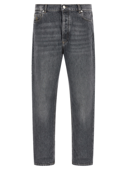 Gray Cotton Straight-Leg Jeans — Gray