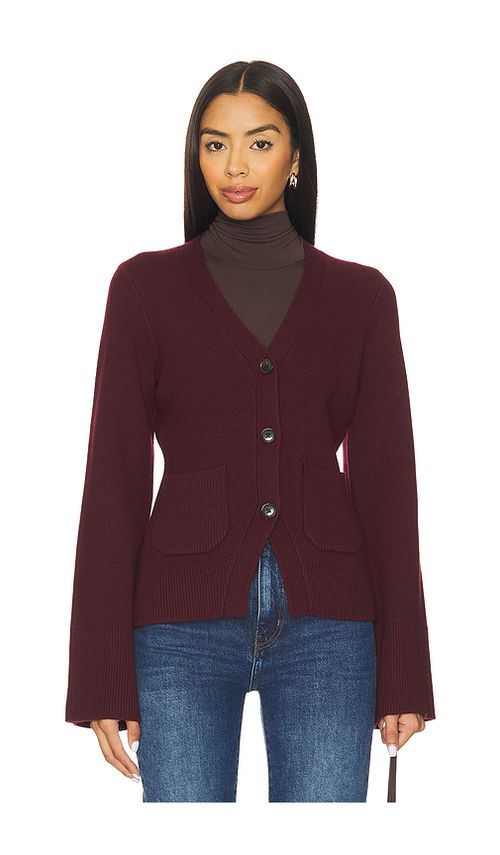 PISTOLA Aeron V-Neck Cardigan in Wine. - L also in XS