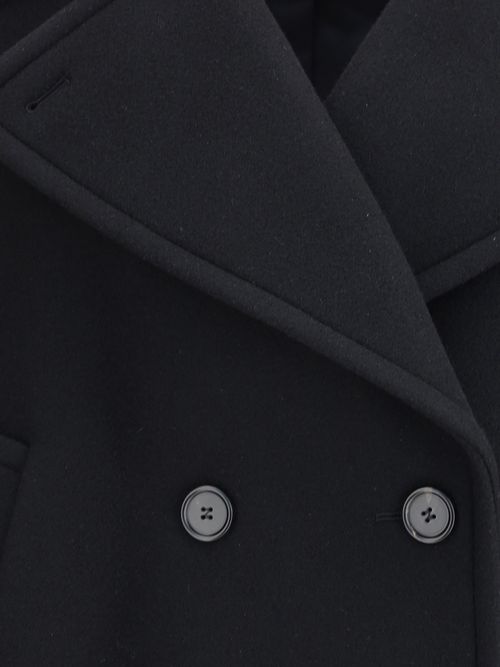 Double-Breasted Wool Coat — Black