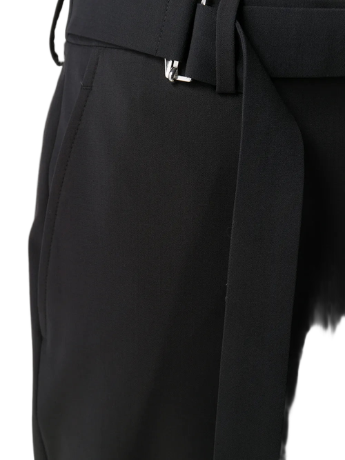 Belted Tailored Cut Trousers — Gray