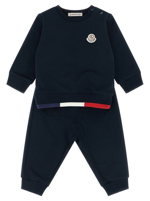Tricolor-Trim Logo Sweatshirt — Navy