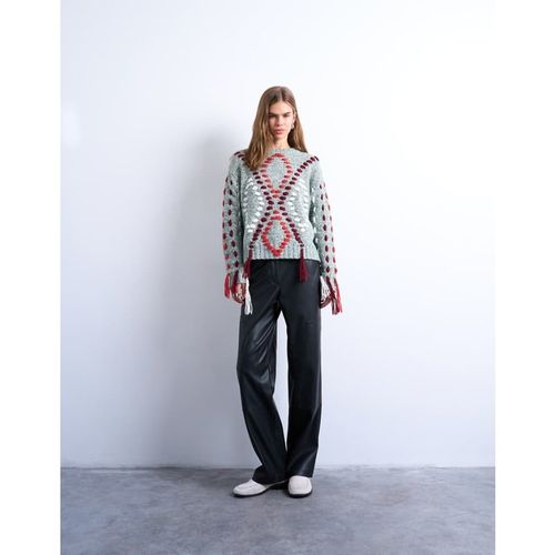 Topshop Womens western patch detailed faux leather trouser in black