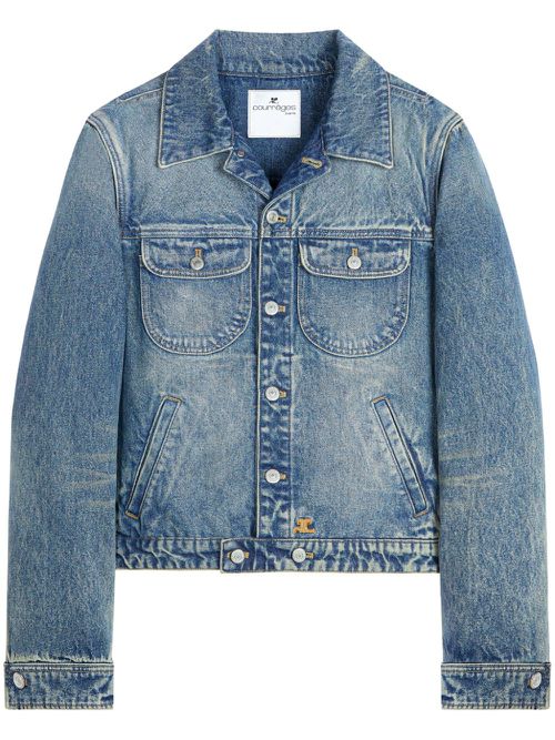 Logo-patch denim jacket - Blue