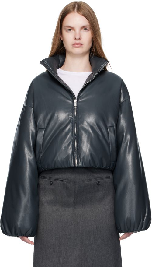Black Lilima Down Vegan Leather Jacket