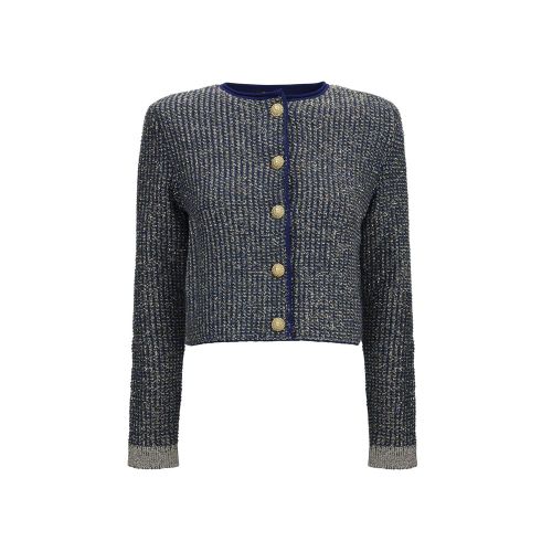 Sequin Knit Cardigan — Blue