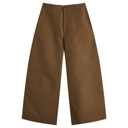 Men's Plass Double Cotton Twill Trousers in Olive Green