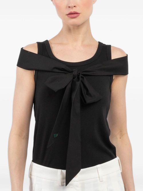 Bow-detail sleeveless top - ブラック