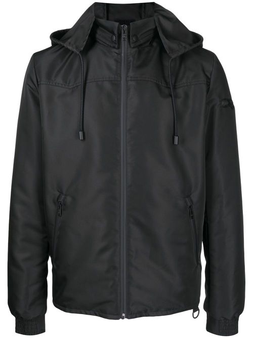 Graphic-print hooded jacket - Black