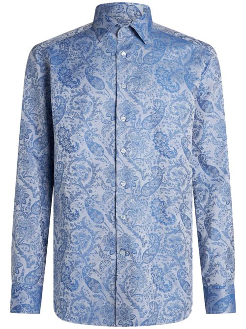 Paisley-print cotton shirt - Blue