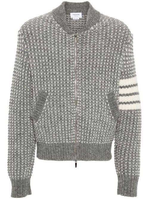 4-Bar chunky-knit bomber jacket - Grey